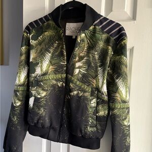RACHEL Rachel Roy woman’s Palm Print bomber Jacket - Black and Green